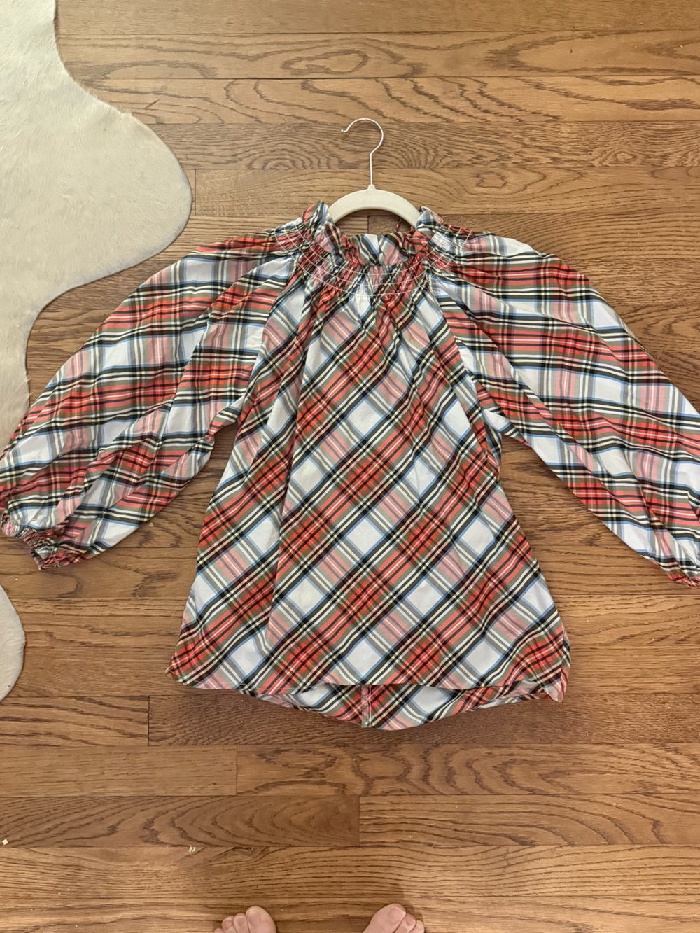 Plaid Peasant Blouse in Red and Blue
